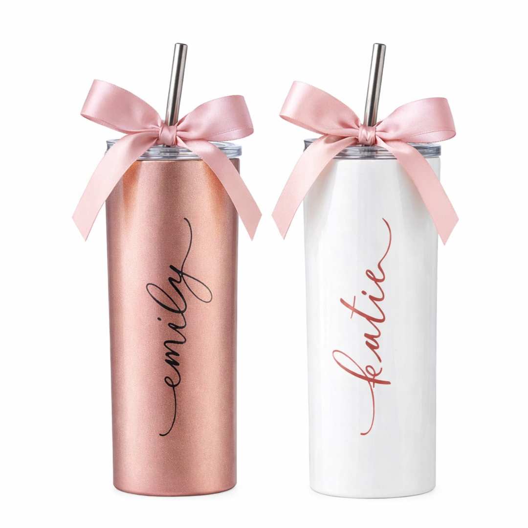 Skinny Stainless Steel Tumbler with Straw