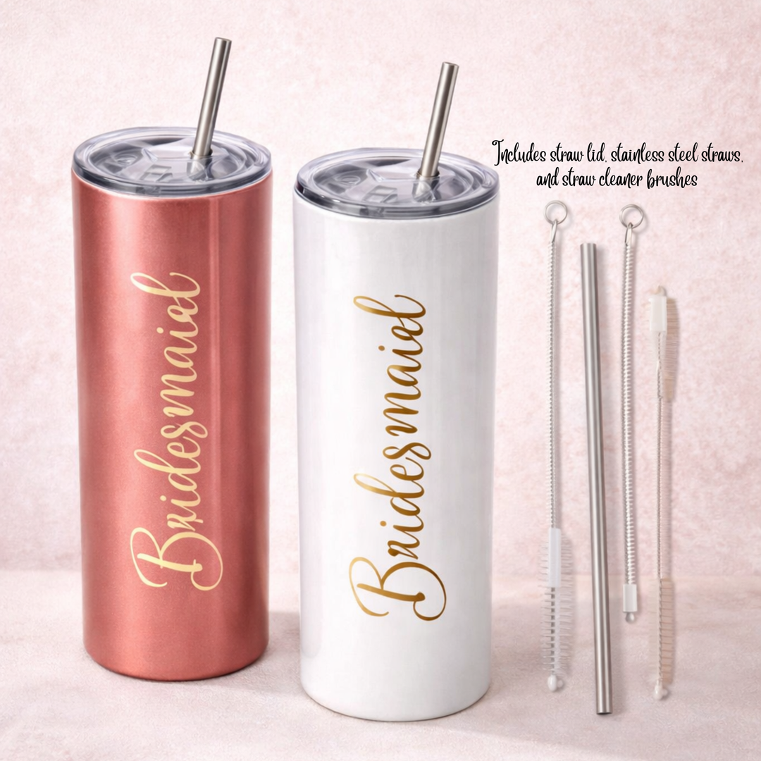 Skinny Stainless Steel Tumbler with Straw